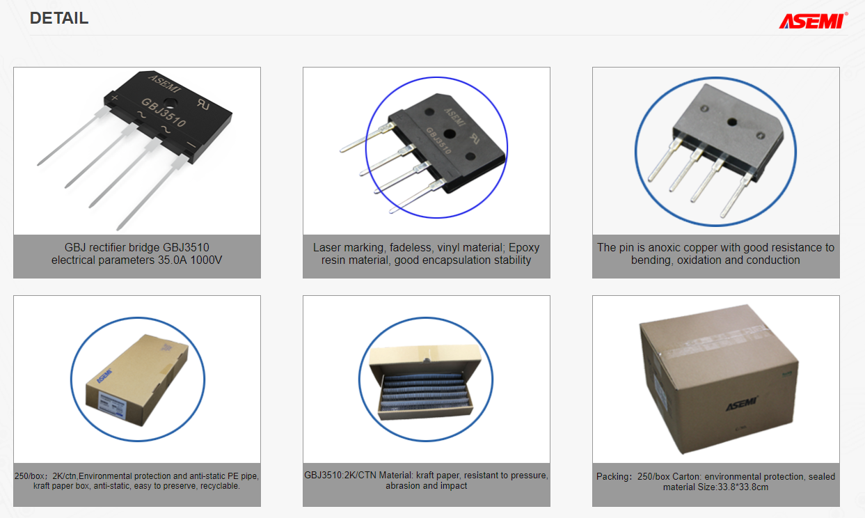 GBJ3510-ASEMI160mil large chip， non-heating rectifier bridge.3