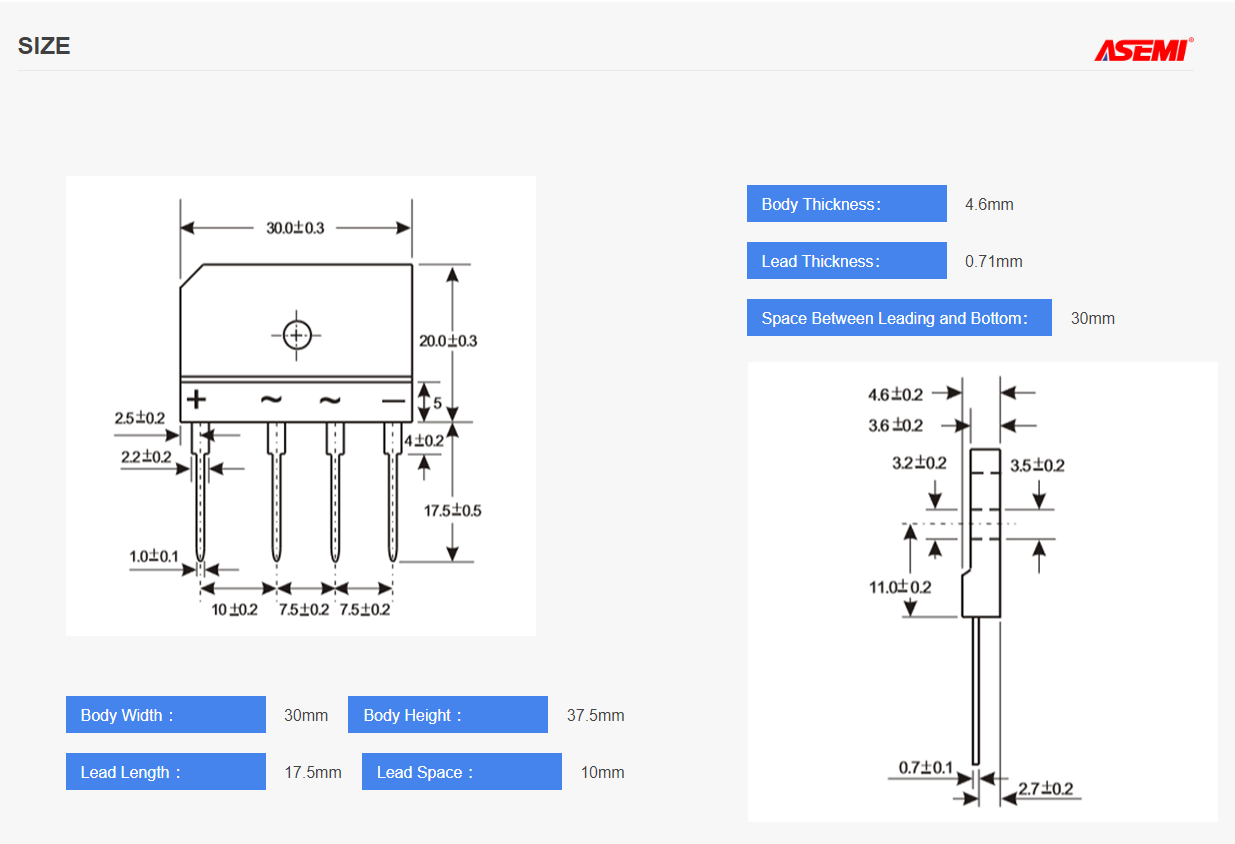 GBJ3510-ASEMI160mil large chip， non-heating rectifier bridge.4