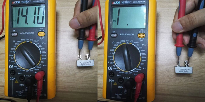 ASEMI-measures whether the rectifier bridge works